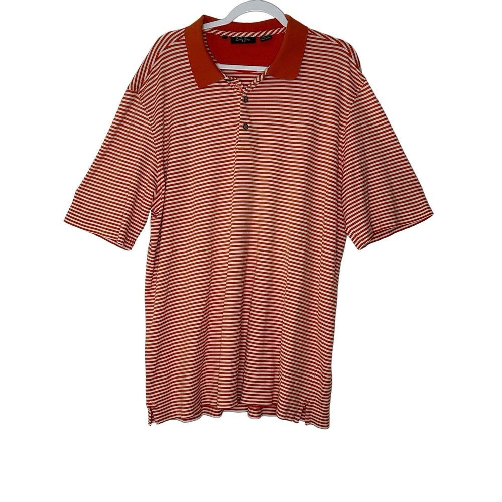 Bobby Jones Men's XXL Golf‎ Print Polo Short Sleeve Orange Strips stretch